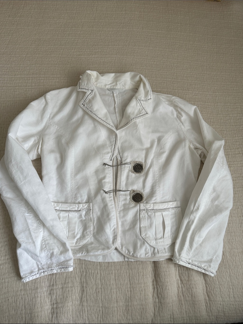 Promod White Button-Front Blazer Jacket